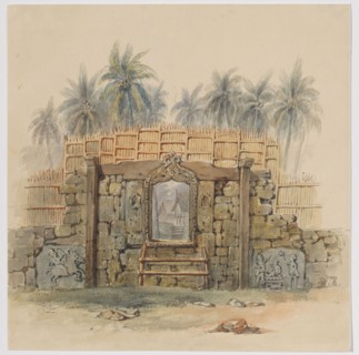Coral stone wall with framed opening to Dula (Dullah) village, Dullah Island, Kai Islands..., 1824. Creator: Adrianus Johannes Bik.