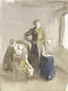 Interior with woman and children near a churn, 1854-1914. Creator: Albert Neuhuys.