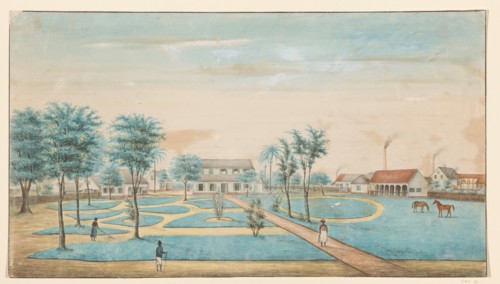 View of the sugar plantation Catharina Sophia, c.1860. Creator: Alexander Ludwich Brockmann.