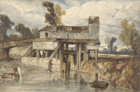 Landscape with water mill, 1813-1860. Creator: Alexandre Gabriel Descamps.