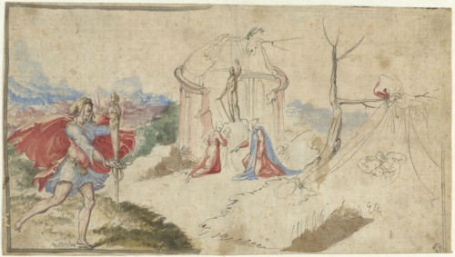 Mythological scene (Aeneas flees Troy?), 1550-1600. Creator: Aniello Redita.