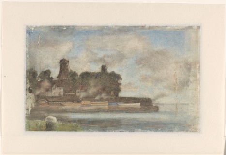Landscape with windmills by water, 1869-1937. Creator: Antonie Louis Koster.