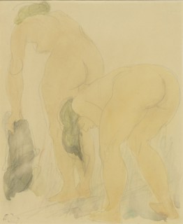 Study sheet with two naked women, seen from the back, 1850-1917. Creator: Auguste Rodin.