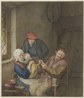 Peasant family in interior, 1768-1825. Creator: Benjamin Wolf.