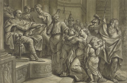 Eponina asks Vespasian for mercy for Sabinus, 1726-1783. Creator: Blaise Nicolas Lesueur.