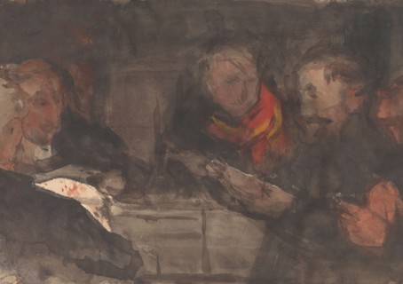 Group of men around a table, 1874-1945. Creator: Carel Adolph Lion Cachet.