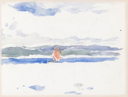 View of the sea with boat (?), 1902. Creator: Carel Nicolaas Storm.