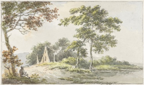Landscape with resting hiker, 1700-1800. Creator: Caecilia Barbiers.