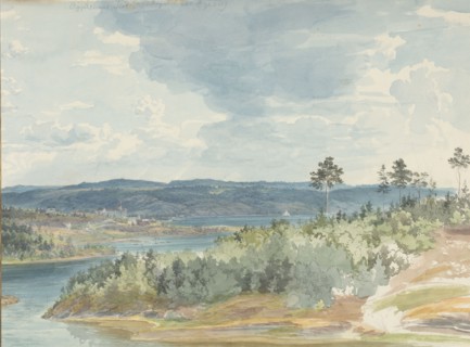 Akershus Fortress, near Oslo, located on the fjord, 1850-1900. Creator: Christian Skredsvig.