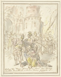 Helena is welcomed by Hector upon her arrival in Troy, 1677-1755. Creator: Elias van Nijmegen.