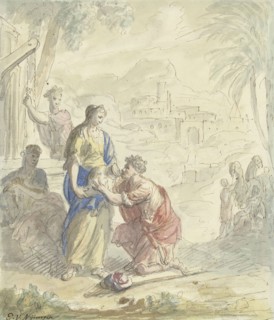 Rebekah and Eliezer at the well, 1677-1755. Creator: Elias van Nijmegen.