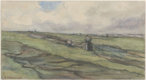 Fisherwomen mending fishing nets, 1872-1944. Creator: Frans Smissaert.