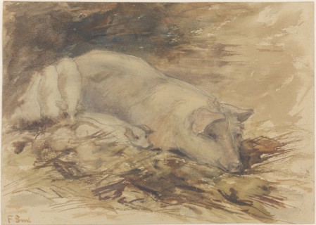 Sow with piglets, 1872-1944. Creator: Frans Smissaert.