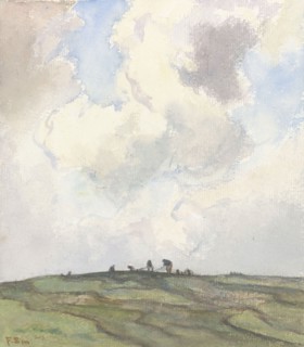 Mending nets on the dunes, 1872-1944. Creator: Frans Smissaert.