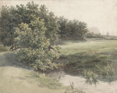 Meadow landscape with canal, 1836-1895. Creator: Gerardina Jacoba van de Sande Bakhuyzen.