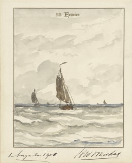 Sea with fishing boats, 1906. Creator: Hendrik Willem Mesdag.
