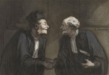 Two lawyers shake hands // Deux avocats: la poignée de main, 1818-1879. Creator: Honore Daumier.