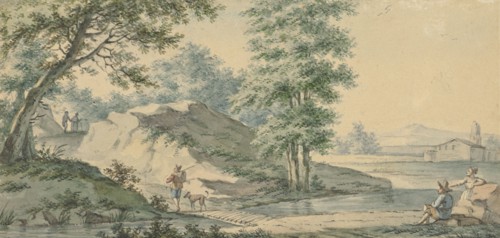 Landscape with a bridge, 1750-1818. Creator: Izaak Schmidt.