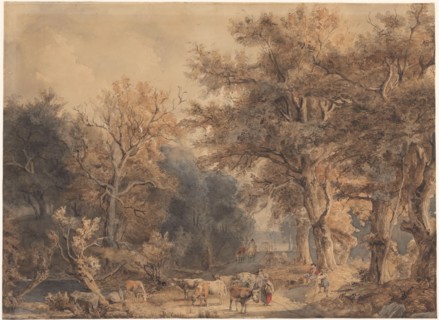Forest landscape with figures and cattle, c.1847-c.1899. Creator: Jacob Henricus Maris.