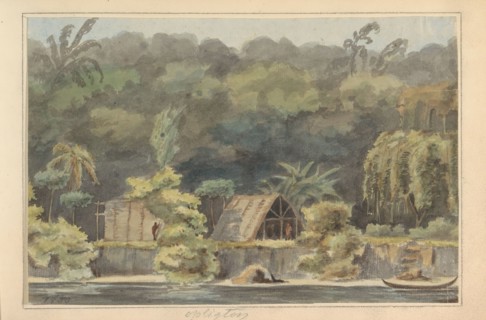 Oeman Kondre on the Marowijne river, 1850. Creator: Jacob van Geffen.