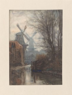 Mills on a canal, 1887. Creator: Jan Veth.