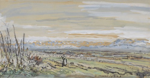 View of a flat landscape, 1881. Creator: Johan Barthold Jongkind.