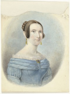 Woman in a blue dress, with gold earrings, 1782-1849. Creator: Johannes Hari.