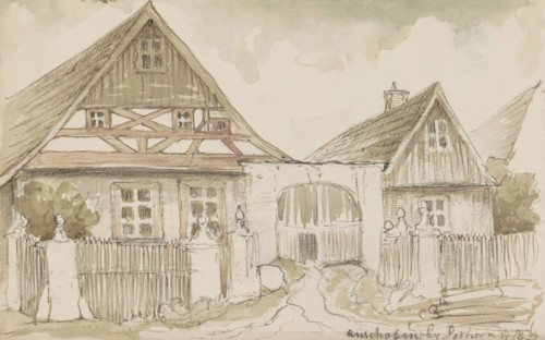 Half-timbered house at the Podhorn mountain in Marienbad, 1869. Creator: Johannes Tavenraat.