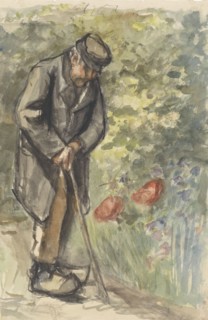 Old man leaning on his cane, 1834-1911. Creator: Jozef Israels.