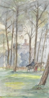 Park with figures on horseback, 1834-1911. Creator: Jozef Israels.
