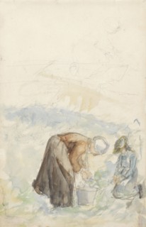 Two women working on the land, 1834-1911. Creator: Jozef Israels.