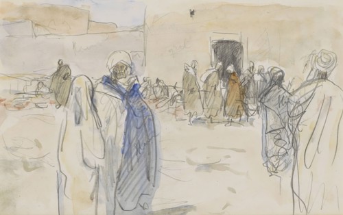 Street with figures near a house, 1923. Creator: Marius Bauer.