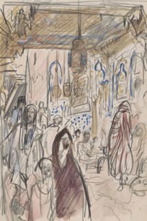 Figures in the interior of a mosque, 1923. Creator: Marius Bauer.