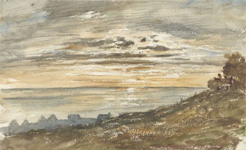 Sunset at Trouville, 1813-1869. Creator: Paul Huet.