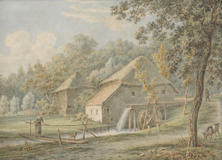Landscape with water mill, 1789-1859. Creator: Pieter de Goeje.