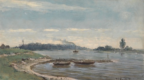 Dutch river view, 1847-1893. Creator: Pieter Louis Hoedt.