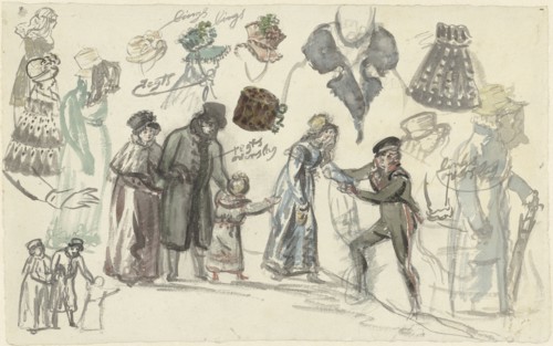 Costume Studies of a Lady and a Gentleman, 1770-1825. Creator: Simon Andreas Krausz.