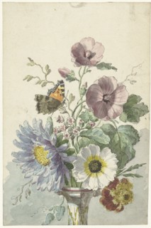 Bouquet of Flowers with a Painted Lady Butterfly, 1763-1825. Creator: Willem van Leen.
