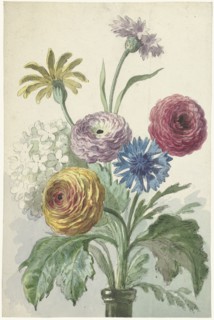 Bouquet of flowers in a green vase, c.1763-c.1825. Creator: Willem van Leen.