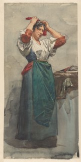 Composition of an unknown woman, making up her hair, 1870-1923. Creator: Willem Witsen.