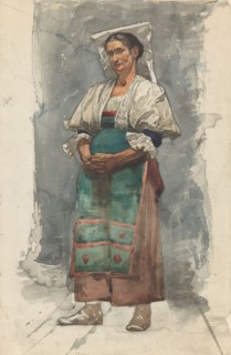 Standing woman in traditional costume, 1870-1923. Creator: Willem Witsen.