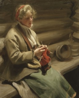 Dalecarlian Girl Knitting. Kål-Margit, 1901. Creator: Anders Leonard Zorn.