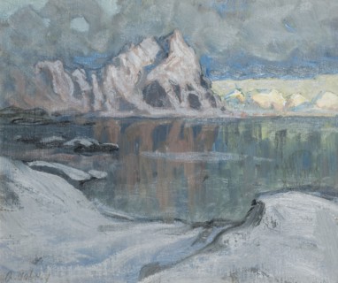 Boats between the Mountains. Study from Lofoten, 1910. Creator: Anna Katarina Boberg.