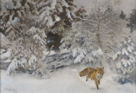 Fox in Winter Landscape, 1938. Creator: Bruno Liljefors.