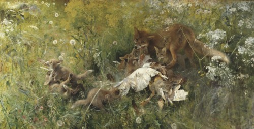 A Fox Family, 1886. Creator: Bruno Liljefors.
