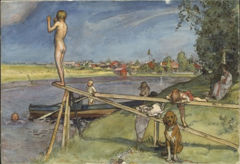 A Pleasant Bathing-Place. From A Home (26 watercolours), c19th century. Creator: Carl Larsson.