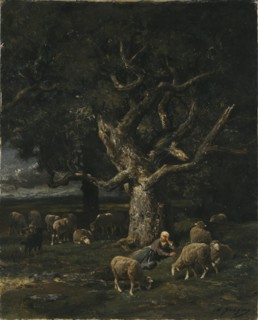 A Shepherdess and her Sheep. Creator: Charles Emile Jacque.