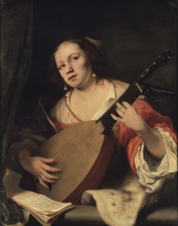 A Lady Playing the Lute, 1654. Creator: Ferdinand Bol.