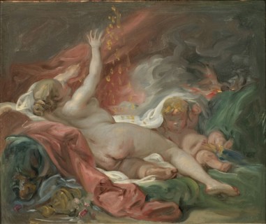 Danaë and the Shower of Gold. Study, mid-late 18th century. Creator: Francois Boucher.