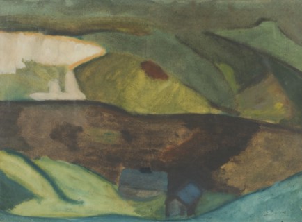 Fishing Cottages by the River. Motif from Granvåg, Faxälven, 1917. Creator: Helmer Osslund.